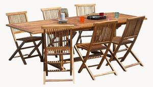 Set da pranzo da giardino in legno di teak con foro per ombrellone Maeva, set da 7