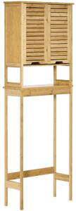 Mobile Sopra WC Salvaspazio 60x23x173 cm in MDF e Bambù Naturale