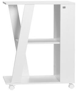 Carrello da Cucina Portavivande 60x38x77 cm 2 Ripiani e Ruote in Legno Bianco