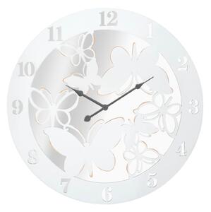 Orologio da Muro Bianco Butterfly Ø55x4,5 cm in Ferro MDF e Specchio Bianco