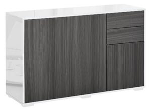 Mobile Credenza 2 Ante 2 Cassetti 117x36x74 cm in Legno Bianco e Grigio Scuro