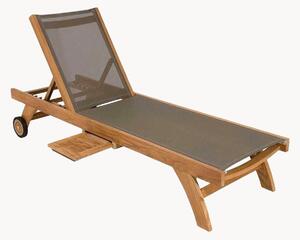 Lettino prendisole in legno di teak con ruote Fun