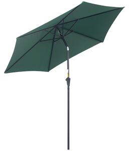 Ombrellone da Giardino Ø2.7x2.35 m Palo Ø38 mm in Alluminio Inclinabile Verde Scuro
