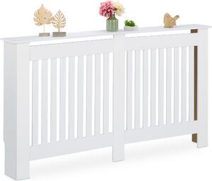 Copritermo Relaxdays in stile rustico, HBT 83x152x19 cm, per vecchi termosifoni, copritermo a mensola, MDF, bianco