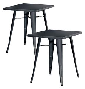 Set 2 Tavoli da Giardino 60x60 cm in Lamiera Galvanizzata Vorghini Piombo