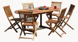 Set da pranzo da giardino in legno di teak con foro per ombrellone Maeva, set da 7