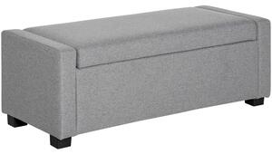 Panca Fondo Letto 120x50x44 cm con Vano Contenitore in Tessuto Grigio