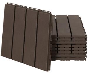 Set 9 Mattonelle a Incasto Effetto Legno 30x30x2 cm Deck Marrone