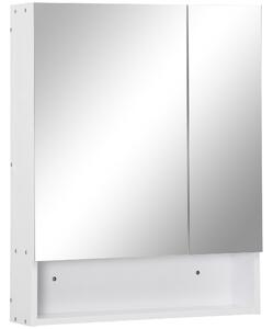 Pensile da Bagno con Specchio 2 Ante 60x15x75 cm in MDF Bianco