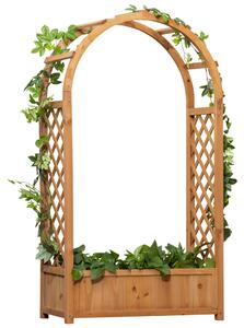 Fioriera da Esterno 83x36x152 cm con Grigliato ad Arco in Abete Marrone
