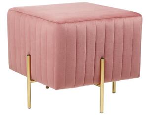 Pouf in velluto rosa con gambe in metallo dorato 45 x 45 cm camera da letto soggiorno elegante Beliani
