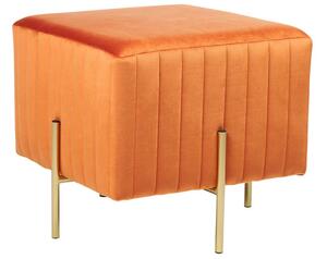 Pouf in velluto arancione con gambe in metallo dorato 45 x 45 cm camera da letto soggiorno elegante Beliani