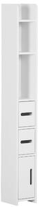 Mobile a Colonna con Mensole e Armadietti 15x17x120 cm in MDF e Legno Truciolare Bianco