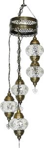 Lampada a sospensione Mosaico orientale in bianco/trasparente, altezza 97 cm, larghezza 20 cm, diametro 13,5 cm, attacco E14