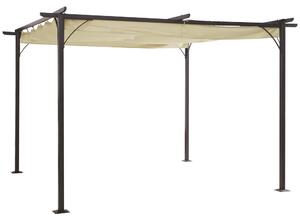 Pergola da Giardino Retraibile 3,5x3,5x2,3 m Nera e Beige
