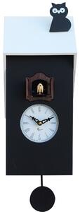 Orologio a Cucù da Parete 17x40x12 cm con Civetta Pirondini Italia Vicenza Nero e Bianco