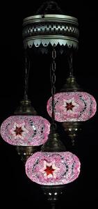 Lampada a sospensione turca - Lampada a mosaico - Lampada marocchina - Autentico lavoro artigianale - 3 sfere di vetro colorate - Altezza 80 cm