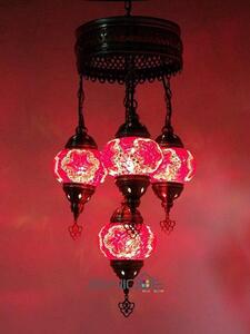 Lampada a sospensione turca Mosaico Lampada marocchina Ostere Fatta a mano Rossa 4 sfere Lampadario