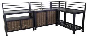 Mobile Bar Angolare da Giardino 296x176xh125 cm in Alluminio Avalon Antracite