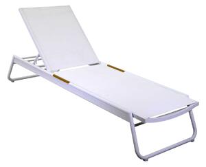 Lettino Prendisole da Giardino 206x68xh32/102 cm in Alluminio Medford Bianco