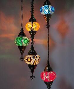 Lampada a sospensione turca Mozaik Lampadario marocchino fatto a mano 5 luci multicolore