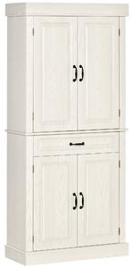 Credenza Alta 80x35x180 cm 2 Armadietti 1 Cassetto Bianco
