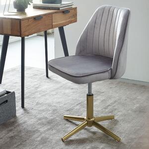 Sedia da scrittura girevole in design velluto grigio con schienale | Wohnling