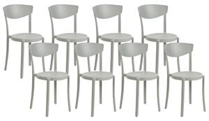 Set di 8 sedie in plastica grigio chiaro per interno ed esterno terrazzo esterno giardino stile moderno Beliani