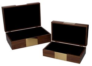 Set 2 Scatole in Legno marrone rettangolare
