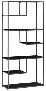 Libreria a 7 Livelli 83x34x180 cm in Truciolato e Acciaio Nero