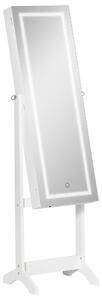 Specchio da Terra Armadio Portagioie 46x36.5x151.5 cm con Luce LED Bianco