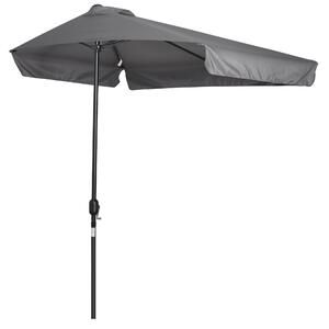 Mezzo Ombrellone da Giardino 230x130x249 cm in Metallo e Poliestere Grigio