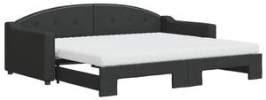 Divano Letto Estraibile con Materassi Nero 90x200 cm in Tessuto