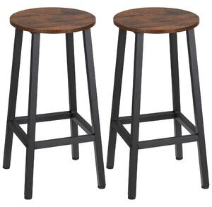 Set 2 Sgabelli da Cucina 32,5x32,5x65 cm in Truciolato e Acciaio Marrone