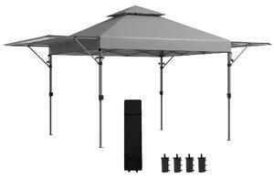 Outsunny Gazebo pop-up giardino Pieghevole 5 x 3 m, tessuto oxford con 2 pareti regolabili, sacca trasporto con ruote inclusa