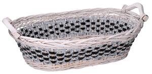 Cesta in Vimini intreccio azzurro bianco ovale cm 67/75x42xh12