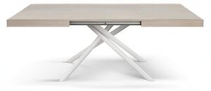 Tavolo allungabile olmo perla con gambe incrociate bianche tubolari menego 160x90