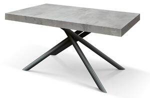 Tavolo allungabile grigio cemento con gambe incrociate nere tubolari menego 160x90