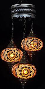 Lampada a sospensione turca - Lampada a mosaico - Lampada marocchina - Autentico lavoro artigianale - 3 sfere di vetro colorate