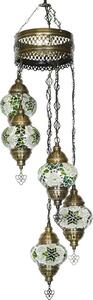 Lampada a sospensione Mosaico orientale in verde, altezza 97 cm, larghezza 20 cm, diametro 13,5 cm, attacco E14