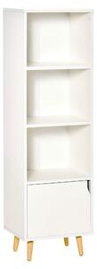 Libreria con 3 Ripiani e 1 Armadietto 40x30x129,5 cm in Legno Bianco