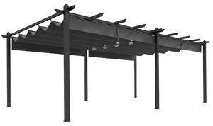 Outsunny Pergola Moderno retrattile pergola per terrazza, struttura in alluminio e telaio in poliestere, 3,5x6 m, grigio scuro | Aosom Italy