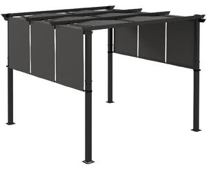 Outsunny Pergola con 3 teli scorrevoli 3L x 3l m struttura metallo epoxi anticorrosione tessuto in poliestere grigio