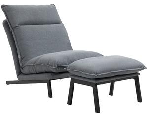 Poltrona Relax Reclinabile con Pouf Poggiapiedi 74x100x94 cm in Tessuto Grigio Chiaro