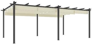 Outsunny Pergola retrattile per terrazza con Telo del tetto scorrevole, struttura in alluminio e poliestere, 3,5 x 6 m, beige | Aosom Italy