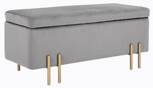 Panca Pouf Contenitore in Tessuto Imbottito 100x40x42 cm Grigio Chiaro