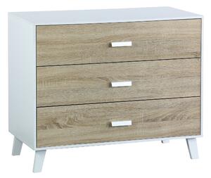 Comò 3 Cassetti 90x40x75 cm in Pannello Truciolare Bianco/Sonoma