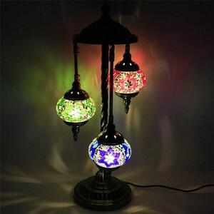 Lampada da terra turca con 3 sfere di vetro colorate a mosaico – Lampada decorativa orientale per una luce suggestiva