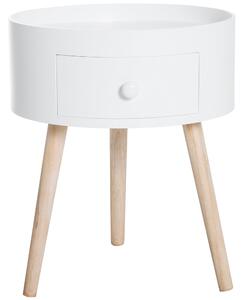 Tavolino da Salotto Moderno con Cassetto in Legno Bianco Ø38x45 cm
