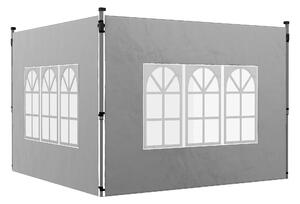 Outsunny Set di 2 pannelli laterali per gazebo da 3 x 3 m/3 x 4 m, pannello per gazebo con finestra 295 x 195 cm grigio chiaro